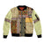 Yellow Aotearoa Kowhaiwhai Pattern Sleeve Zip Bomber Jacket NZ Maori Quilt Style