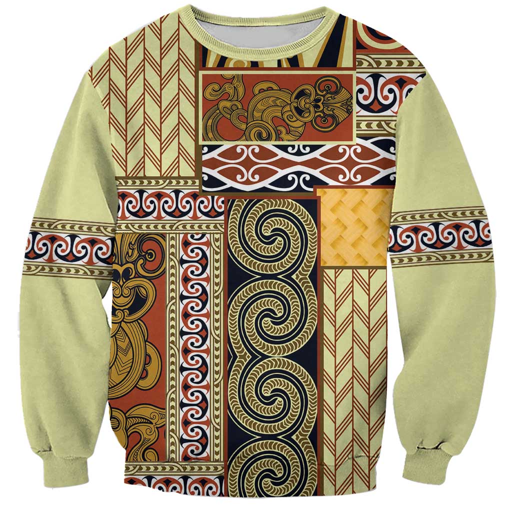 Yellow Aotearoa Kowhaiwhai Pattern Sweatshirt NZ Maori Quilt Style LT14 Unisex Yellow - Polynesian Pride