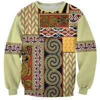 Yellow Aotearoa Kowhaiwhai Pattern Sweatshirt NZ Maori Quilt Style LT14 Unisex Yellow - Polynesian Pride