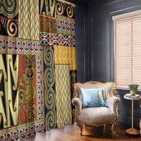 Yellow Aotearoa Kowhaiwhai Pattern Window Curtain NZ Maori Quilt Style LT14 - Polynesian Pride