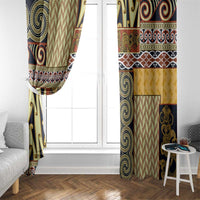 Yellow Aotearoa Kowhaiwhai Pattern Window Curtain NZ Maori Quilt Style LT14 - Polynesian Pride