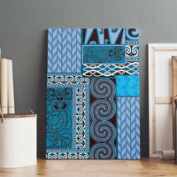 Blue Aotearoa Kowhaiwhai Pattern Canvas Wall Art NZ Maori Quilt Style LT14 - Polynesian Pride