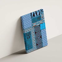 Blue Aotearoa Kowhaiwhai Pattern Canvas Wall Art NZ Maori Quilt Style LT14 - Polynesian Pride