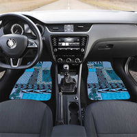 Blue Aotearoa Kowhaiwhai Pattern Car Mats NZ Maori Quilt Style LT14 Set 2pcs - Front Blue - Polynesian Pride