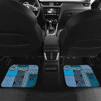 Blue Aotearoa Kowhaiwhai Pattern Car Mats NZ Maori Quilt Style LT14 Set 2pcs - Back Blue - Polynesian Pride