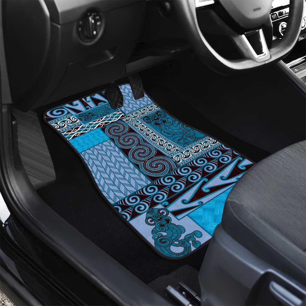 Blue Aotearoa Kowhaiwhai Pattern Car Mats NZ Maori Quilt Style LT14 - Polynesian Pride