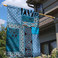 Blue Aotearoa Kowhaiwhai Pattern Garden Flag NZ Maori Quilt Style LT14 - Polynesian Pride