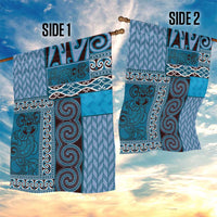 Blue Aotearoa Kowhaiwhai Pattern Garden Flag NZ Maori Quilt Style LT14 - Polynesian Pride