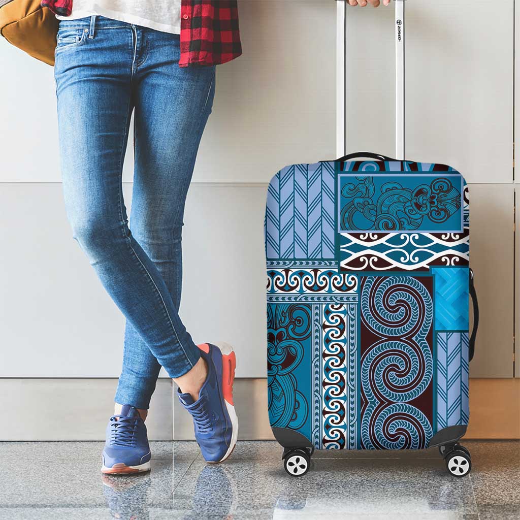 Blue Aotearoa Kowhaiwhai Pattern Luggage Cover NZ Maori Quilt Style LT14 - Polynesian Pride