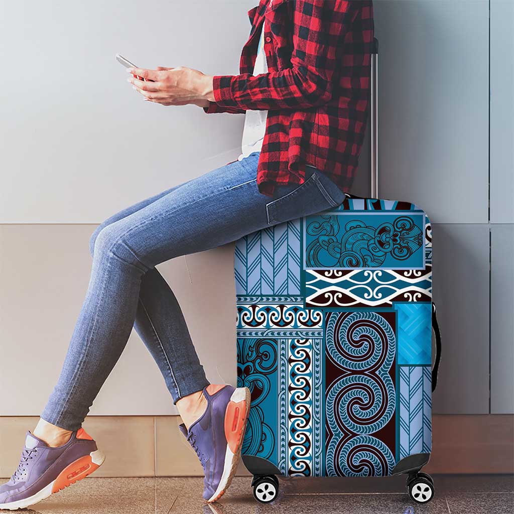 Blue Aotearoa Kowhaiwhai Pattern Luggage Cover NZ Maori Quilt Style LT14 - Polynesian Pride