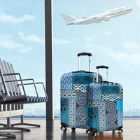 Blue Aotearoa Kowhaiwhai Pattern Luggage Cover NZ Maori Quilt Style LT14 - Polynesian Pride