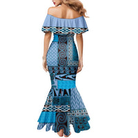 Blue Aotearoa Kowhaiwhai Pattern Mermaid Dress NZ Maori Quilt Style LT14 - Polynesian Pride