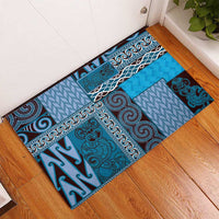Blue Aotearoa Kowhaiwhai Pattern Rubber Doormat NZ Maori Quilt Style LT14 - Polynesian Pride