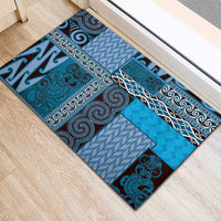 Blue Aotearoa Kowhaiwhai Pattern Rubber Doormat NZ Maori Quilt Style LT14 - Polynesian Pride