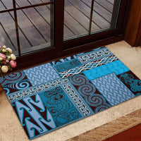 Blue Aotearoa Kowhaiwhai Pattern Rubber Doormat NZ Maori Quilt Style LT14 - Polynesian Pride