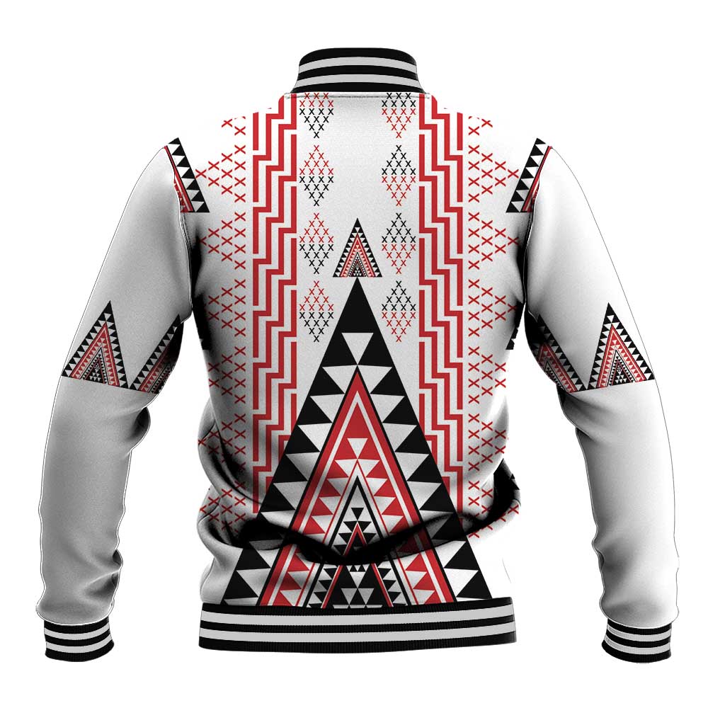 Aotearoa Taniko Baseball Jacket Niho Taniwha Purapura Whetu Mix Poutama LT14 - Polynesian Pride