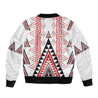 Aotearoa Taniko Bomber Jacket Niho Taniwha Purapura Whetu Mix Poutama LT14 - Polynesian Pride