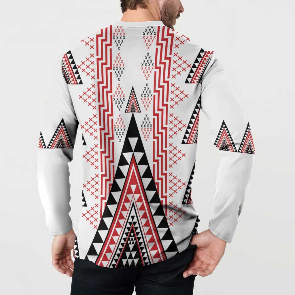 Aotearoa Taniko Button Sweatshirt Niho Taniwha Purapura Whetu Mix Poutama LT14 - Polynesian Pride