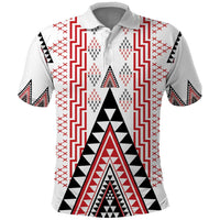 Aotearoa Taniko Polo Shirt Niho Taniwha Purapura Whetu Mix Poutama LT14 White - Polynesian Pride