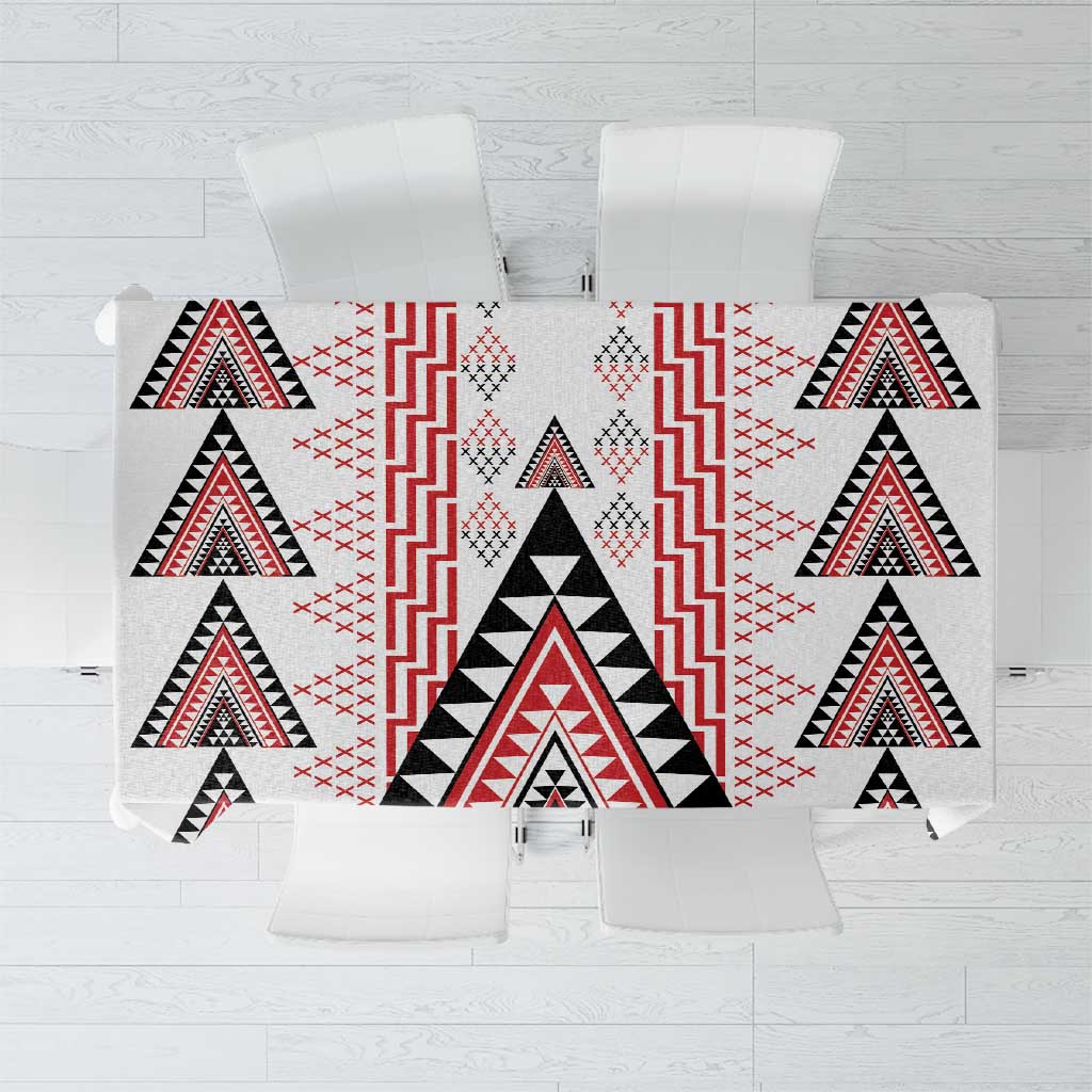 Aotearoa Taniko Tablecloth Niho Taniwha Purapura Whetu Mix Poutama LT14 White - Polynesian Pride
