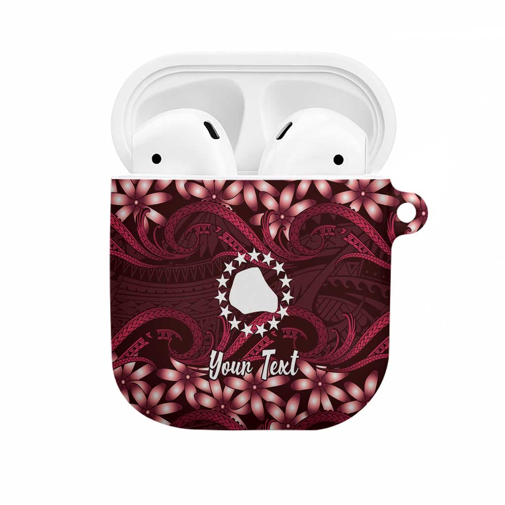 Personalised Cook Islands Mangaia AirPods Case Tiare Maori Polynesian Waves Tattoo LT14 Burgundy - Polynesian Pride