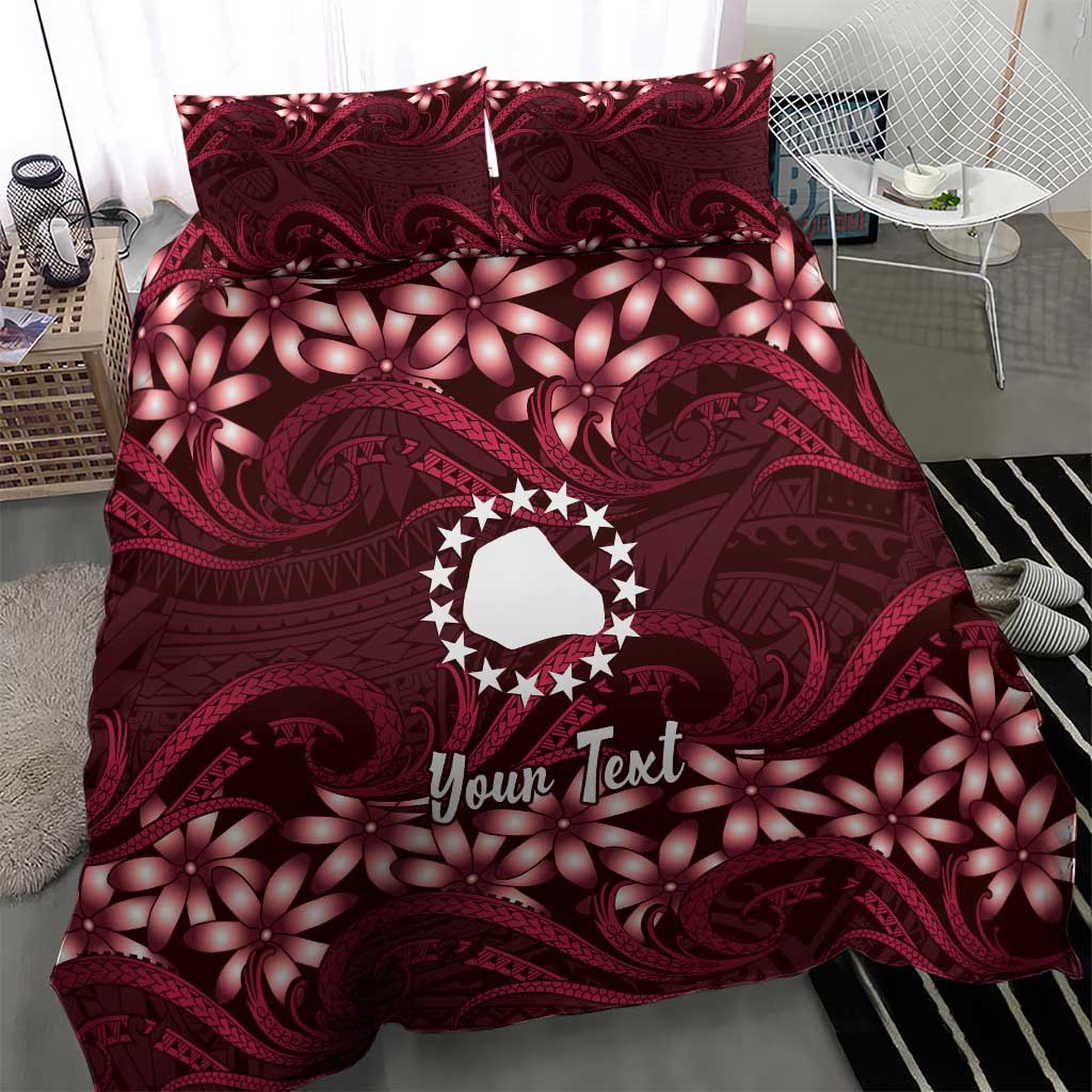 Personalised Cook Islands Mangaia Bedding Set Tiare Maori Polynesian Waves Tattoo LT14 - Polynesian Pride