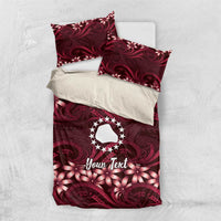 Personalised Cook Islands Mangaia Bedding Set Tiare Maori Polynesian Waves Tattoo LT14 US Twin 172cm x 218cm Burgundy - Polynesian Pride