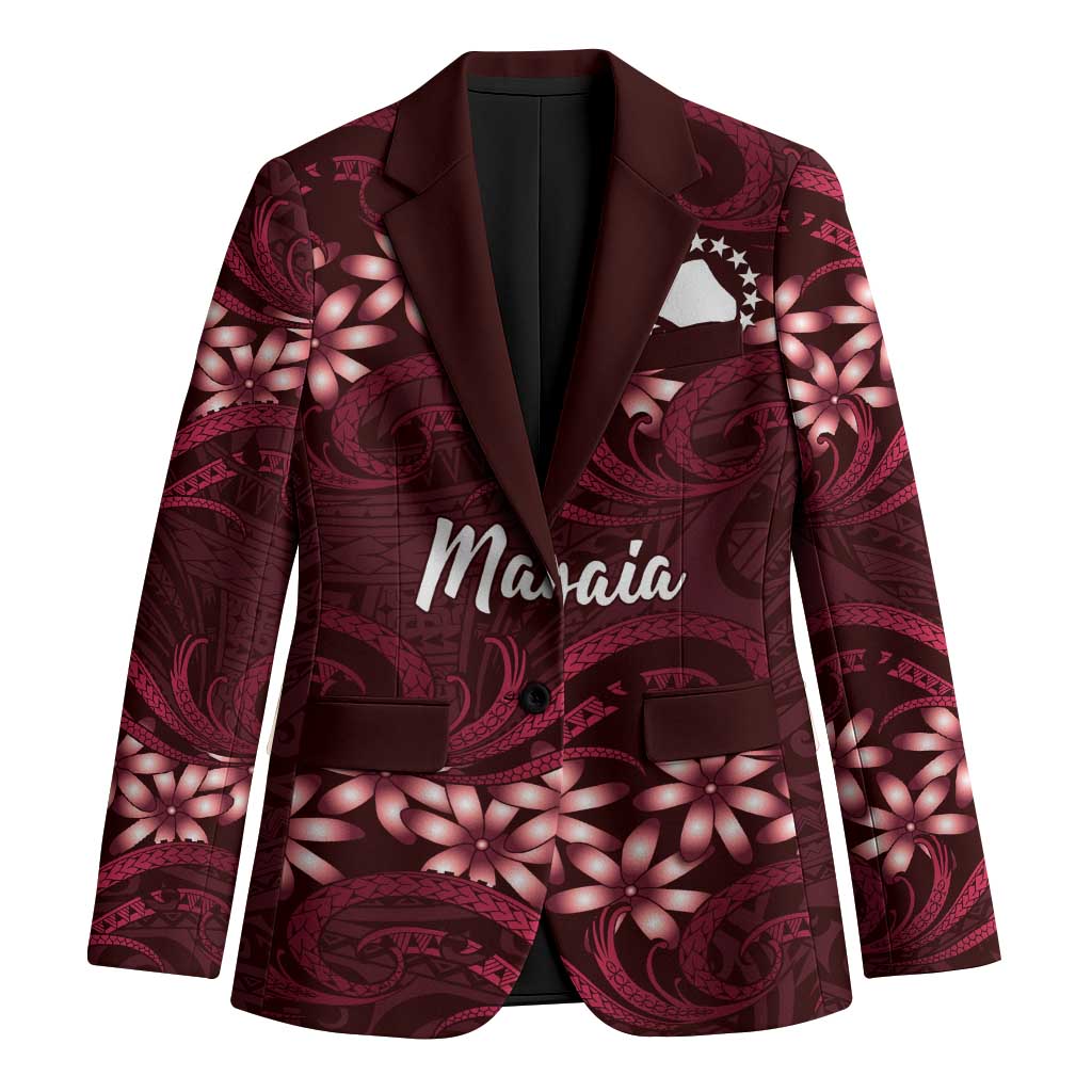Personalised Cook Islands Mangaia Blazer Tiare Maori Polynesian Waves Tattoo LT14 Unisex Burgundy - Polynesian Pride