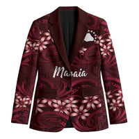 Personalised Cook Islands Mangaia Blazer Tiare Maori Polynesian Waves Tattoo LT14 Unisex Burgundy - Polynesian Pride