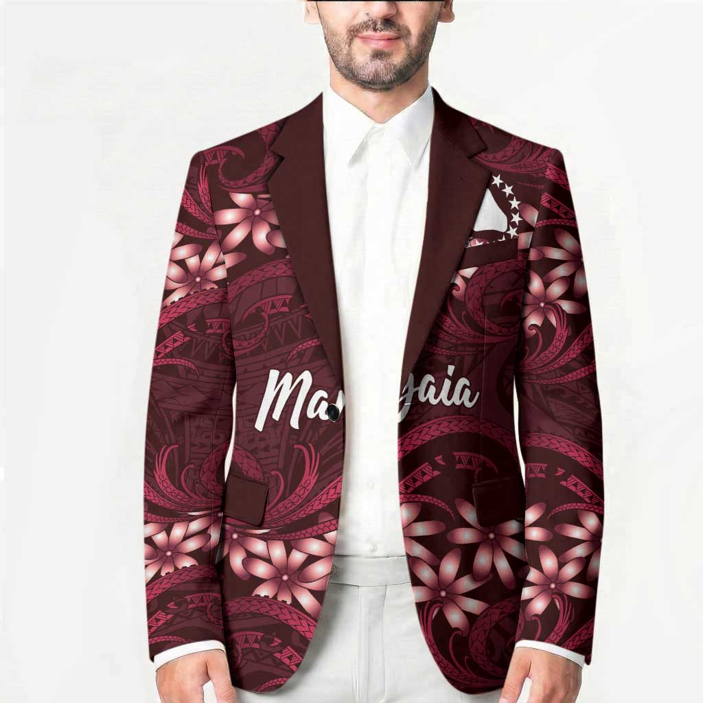 Personalised Cook Islands Mangaia Blazer Tiare Maori Polynesian Waves Tattoo LT14 - Polynesian Pride