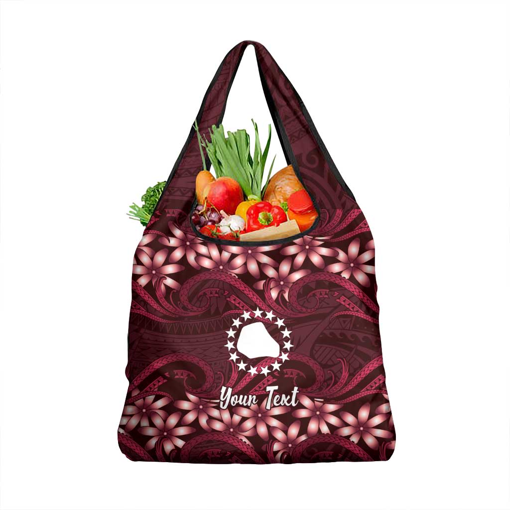 Personalised Cook Islands Mangaia Grocery Bag Tiare Maori Polynesian Waves Tattoo LT14 1-pack One Size Burgundy - Polynesian Pride