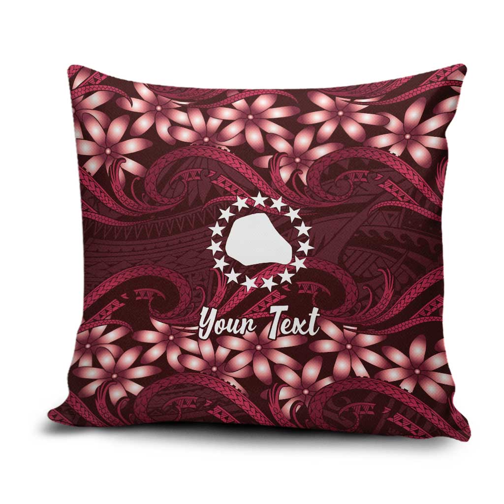 Personalised Cook Islands Mangaia Pillow Cover Tiare Maori Polynesian Waves Tattoo LT14 Burgundy - Polynesian Pride