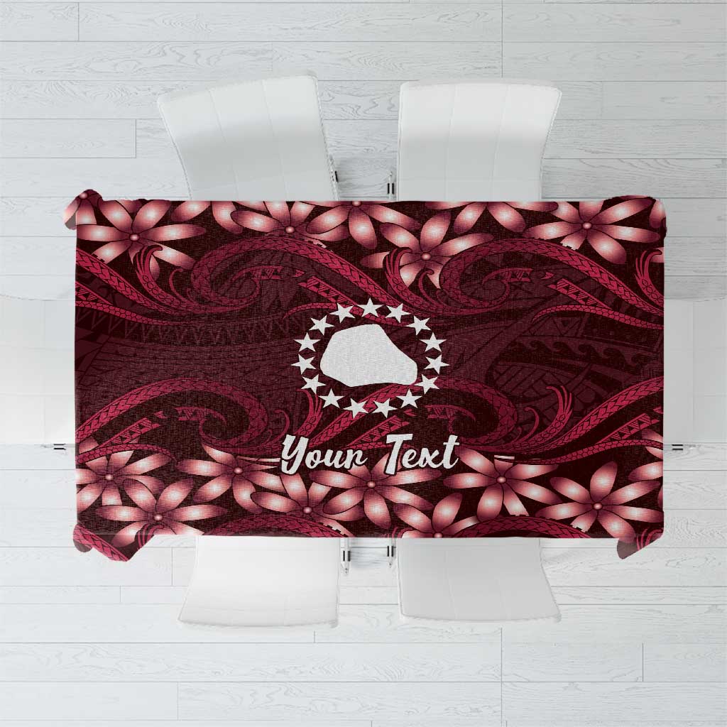 Personalised Cook Islands Mangaia Tablecloth Tiare Maori Polynesian Waves Tattoo LT14 Burgundy - Polynesian Pride
