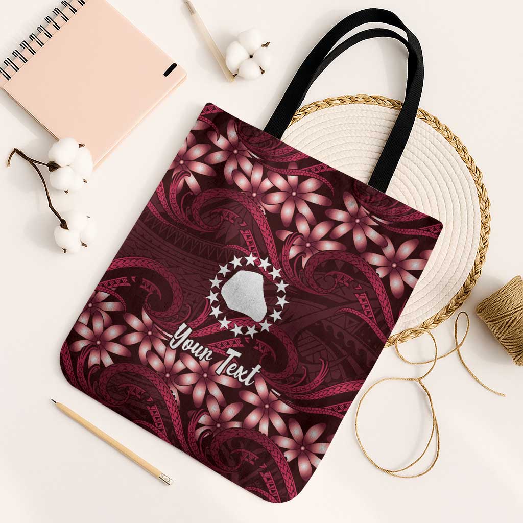 Personalised Cook Islands Mangaia Tote Bag Tiare Maori Polynesian Waves Tattoo LT14 Black Strap One Size Burgundy - Polynesian Pride