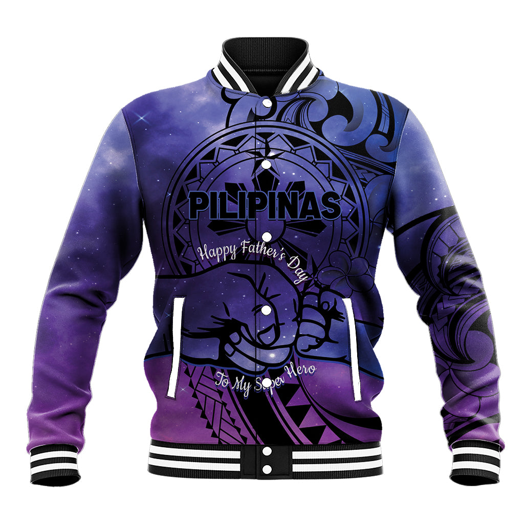 Philippines Father's Day Baseball Jacket Polynesian Tattoo Galaxy Vibes