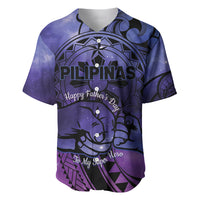 Philippines Father's Day Baseball Jersey Polynesian Tattoo Galaxy Vibes LT14 Blue - Polynesian Pride