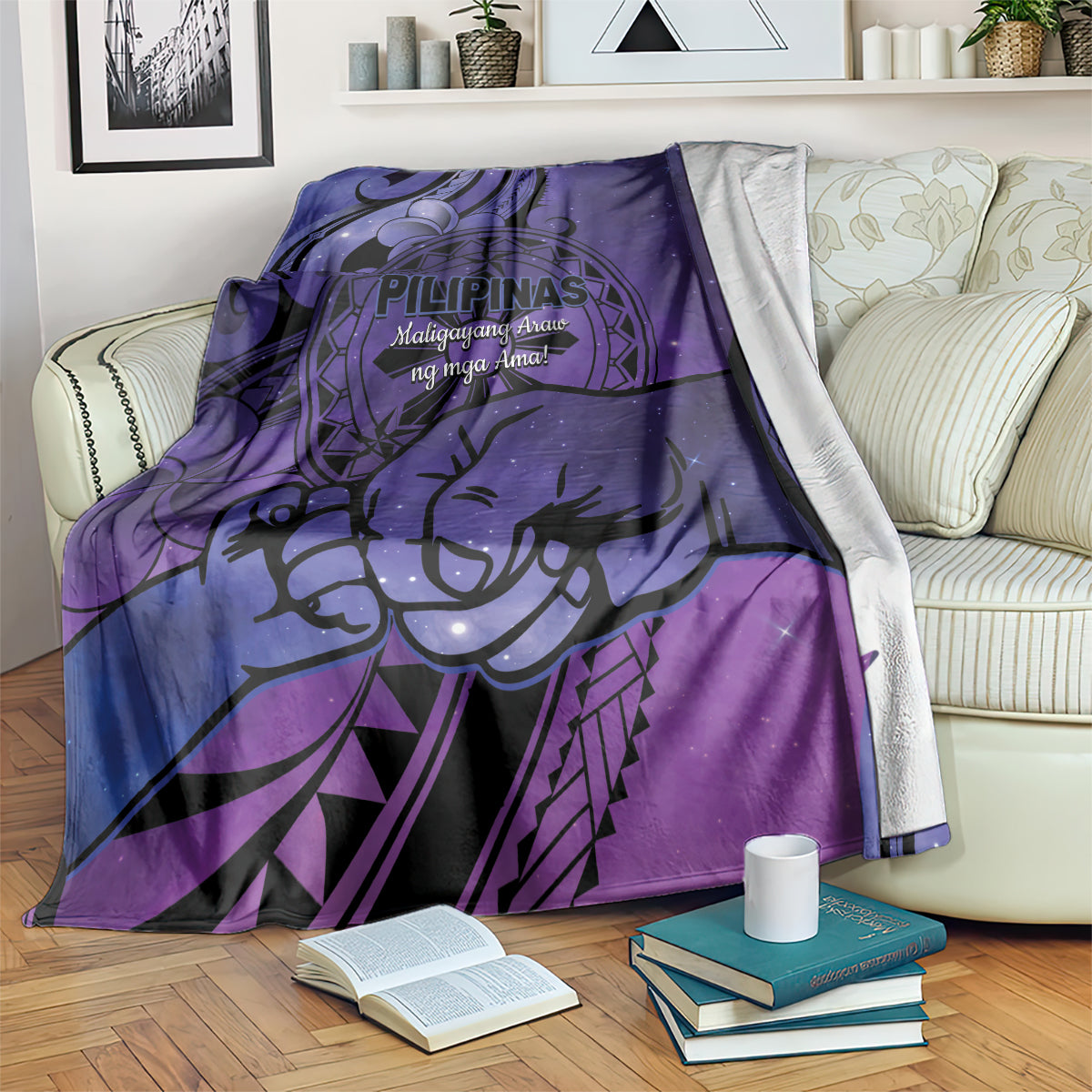 Philippines Father's Day Blanket Polynesian Tattoo Galaxy Vibes LT14 Blue - Polynesian Pride
