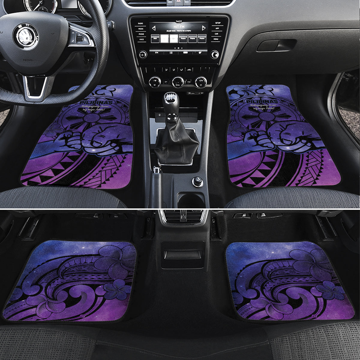 Philippines Father's Day Car Mats Polynesian Tattoo Galaxy Vibes LT14 Set 4pcs Blue - Polynesian Pride