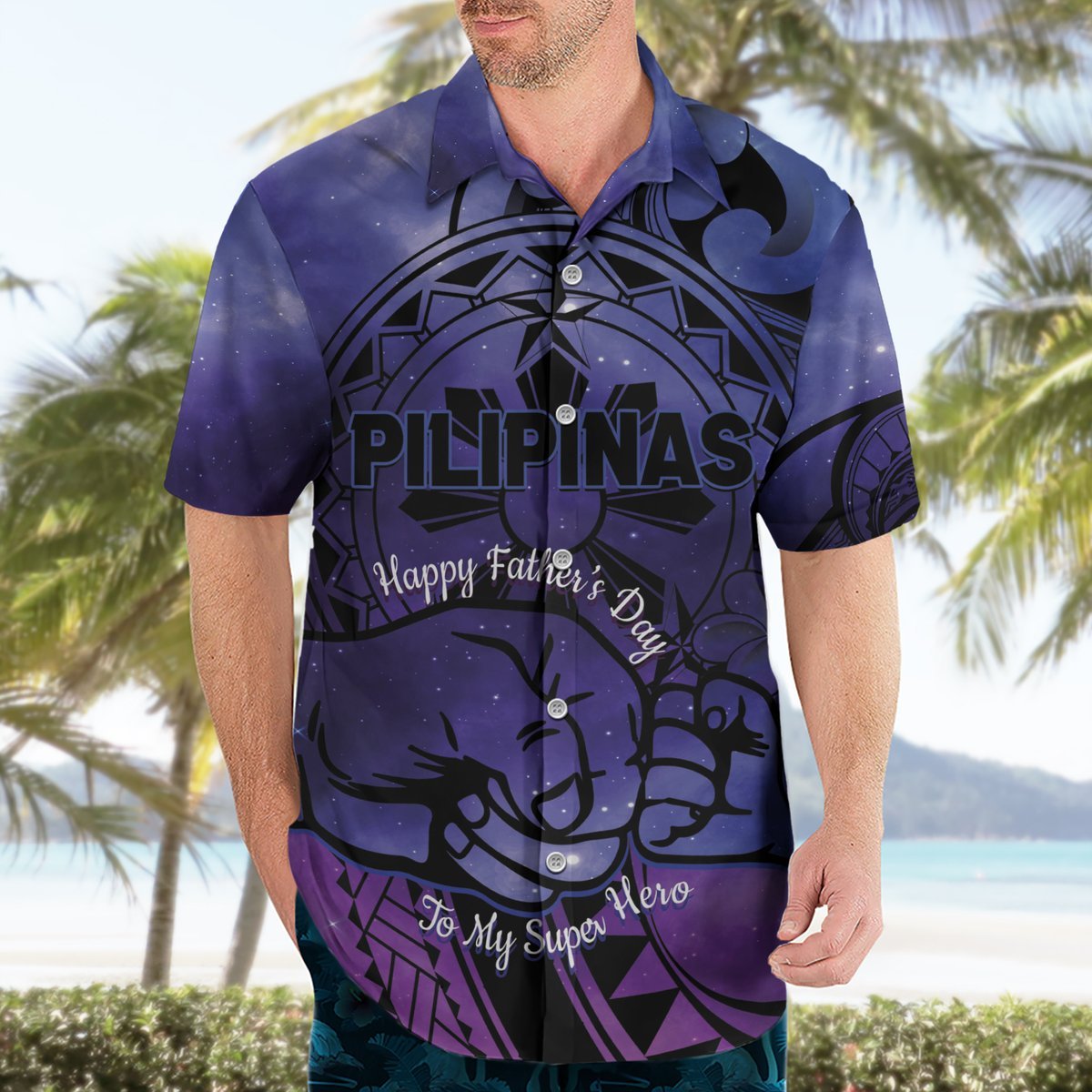Philippines Father's Day Hawaiian Shirt Polynesian Tattoo Galaxy Vibes LT14 - Polynesian Pride