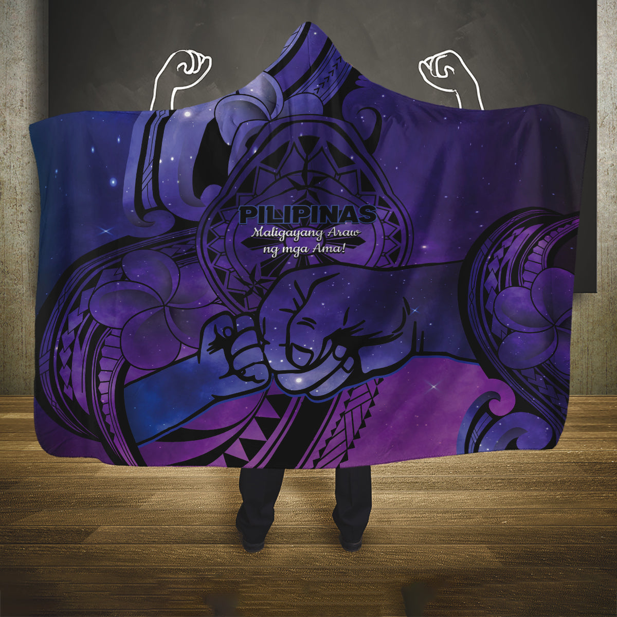 Philippines Father's Day Hooded Blanket Polynesian Tattoo Galaxy Vibes LT14 One Size Blue - Polynesian Pride