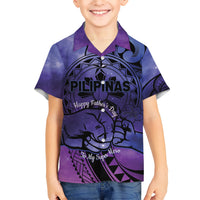 Philippines Father's Day Kid Hawaiian Shirt Polynesian Tattoo Galaxy Vibes LT14 Kid Blue - Polynesian Pride