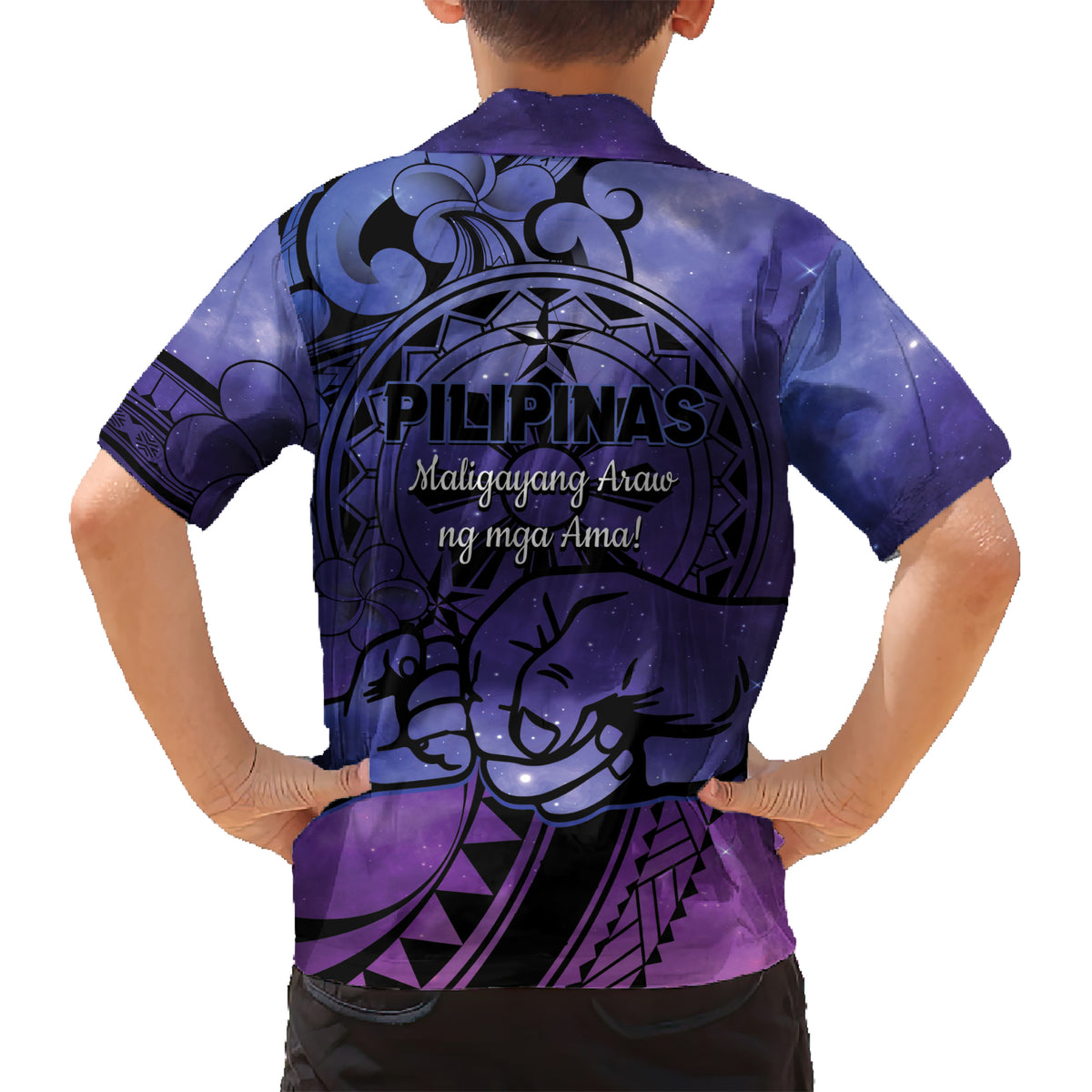 Philippines Father's Day Kid Hawaiian Shirt Polynesian Tattoo Galaxy Vibes LT14 - Polynesian Pride
