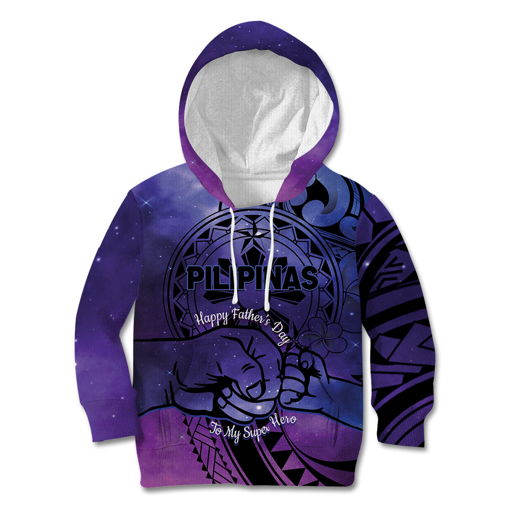 Philippines Father's Day Kid Hoodie Polynesian Tattoo Galaxy Vibes LT14 Hoodie Blue - Polynesian Pride