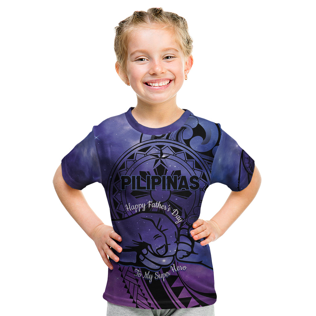 Philippines Father's Day Kid T Shirt Polynesian Tattoo Galaxy Vibes LT14 Blue - Polynesian Pride