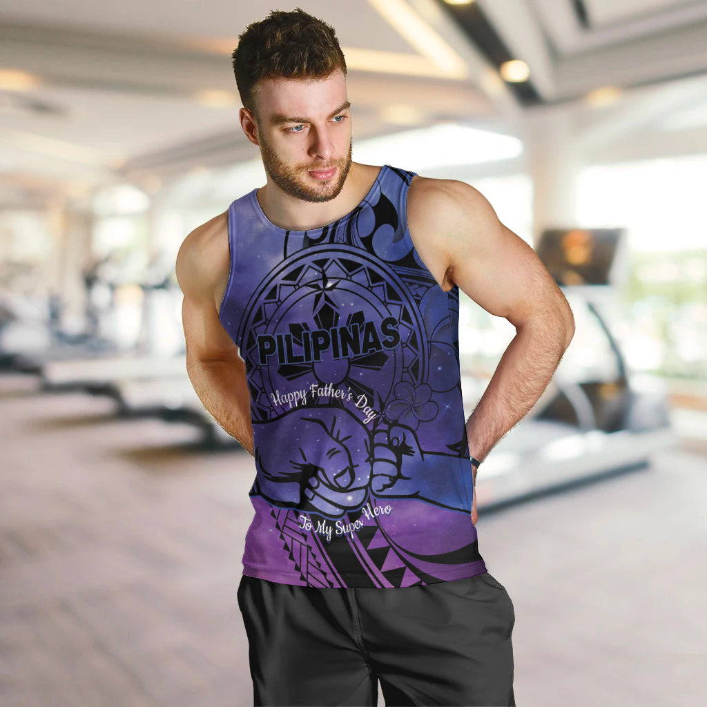Philippines Father's Day Men Tank Top Polynesian Tattoo Galaxy Vibes LT14 Blue - Polynesian Pride
