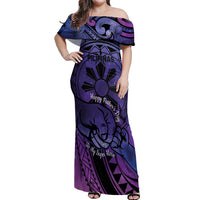 Philippines Father's Day Off Shoulder Maxi Dress Polynesian Tattoo Galaxy Vibes LT14 Women Blue - Polynesian Pride