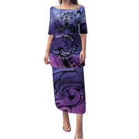 Philippines Father's Day Puletasi Polynesian Tattoo Galaxy Vibes LT14 Long Dress Blue - Polynesian Pride