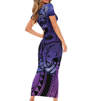 Philippines Father's Day Short Sleeve Bodycon Dress Polynesian Tattoo Galaxy Vibes LT14 - Polynesian Pride