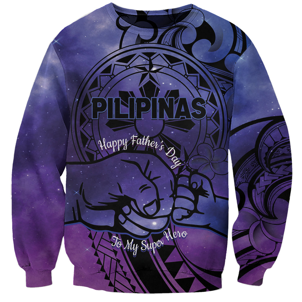 Philippines Father's Day Sweatshirt Polynesian Tattoo Galaxy Vibes LT14 Unisex Blue - Polynesian Pride