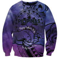 Philippines Father's Day Sweatshirt Polynesian Tattoo Galaxy Vibes LT14 Unisex Blue - Polynesian Pride